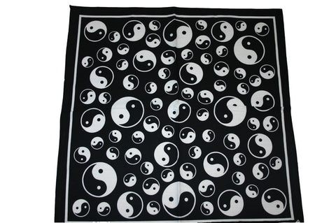 Square Black Ying and Yang Bandana